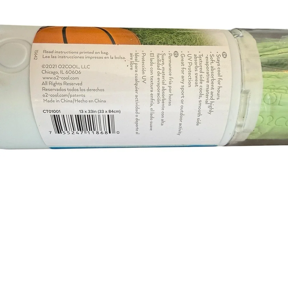 O2COOL Arcticloth Sport Towel CT01001 Lime Green 13x33in Cooling Gym Yoga